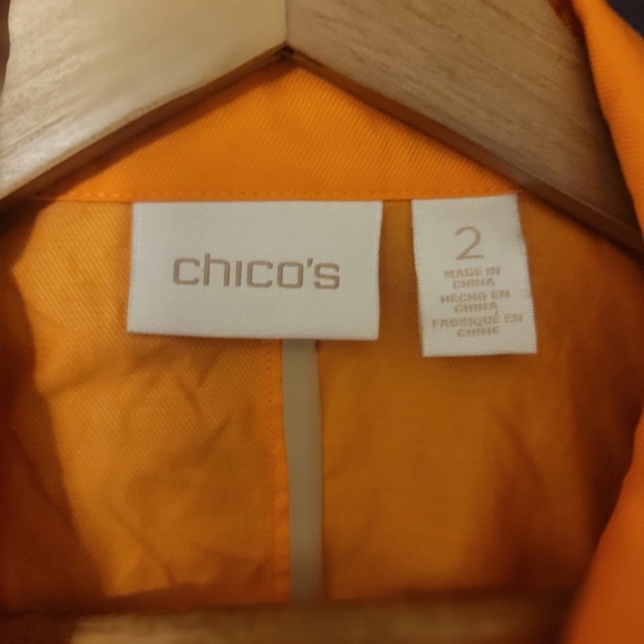 Chico's Vibrant Orange Blazer Size 2 - Picture 2 of 5
